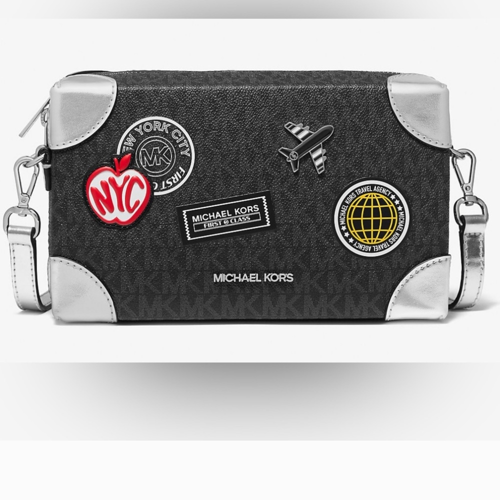 Michael Kors NWT Jeanie Small Trunk Jet Set Stylish Black Crossbody Bag - Picture 3 of 5